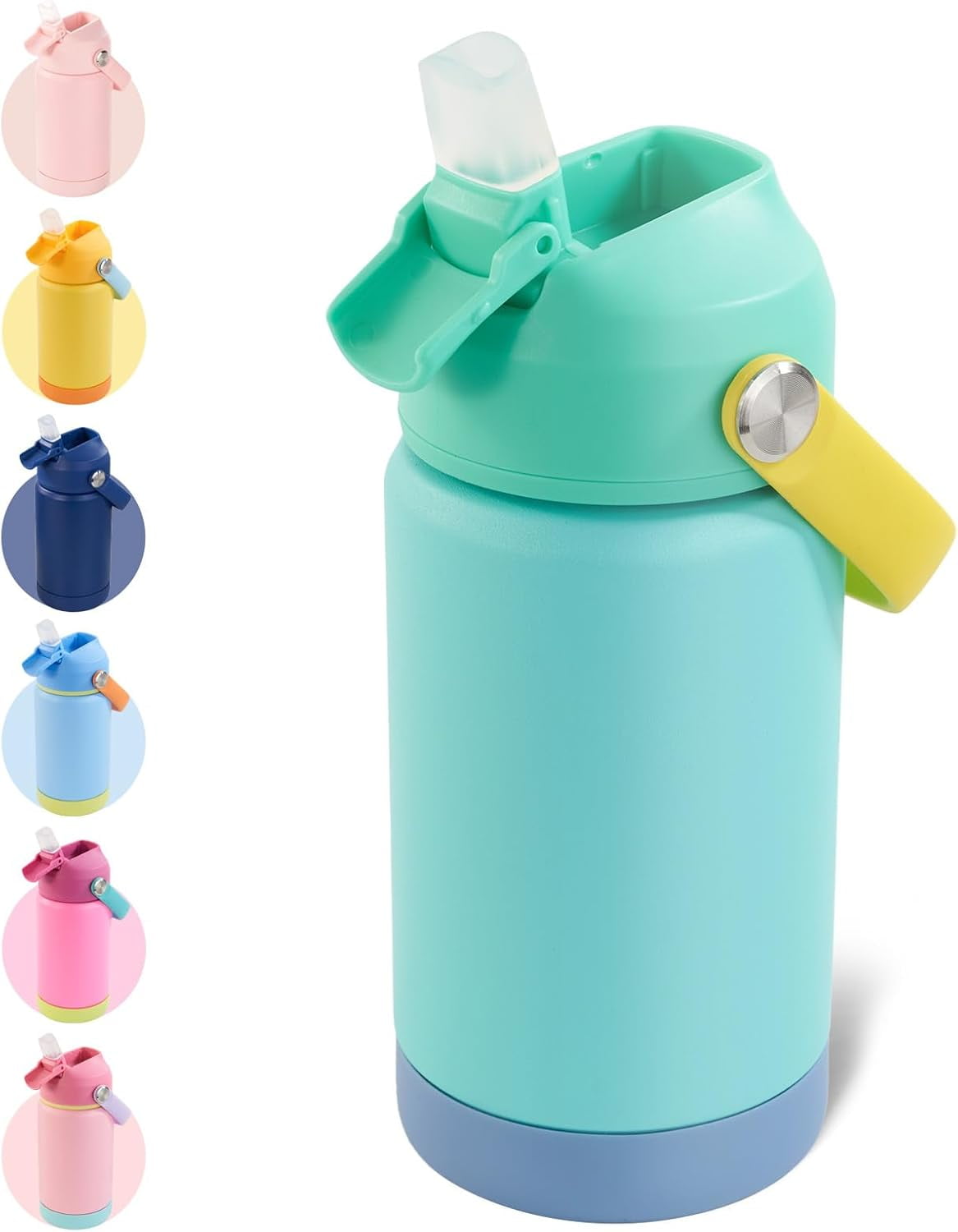 12oz Kids Water Bottle, Stainless Steel Insulated Water Bottle For Kids, Toddler Cup With Straws Leak-proof, Kids Water Bottles For School Boys Girls, BPA Free, Twilight Green