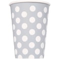 thumbnail image 1 of 12oz Paper Silver Polka Dot Cups, 6ct, 1 of 1