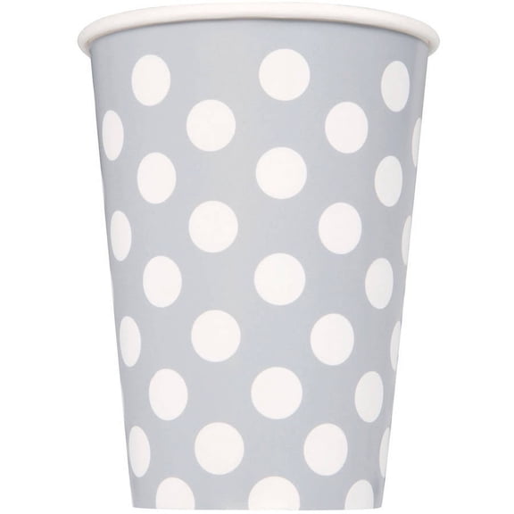 12oz Paper Silver Polka Dot Cups, 6ct