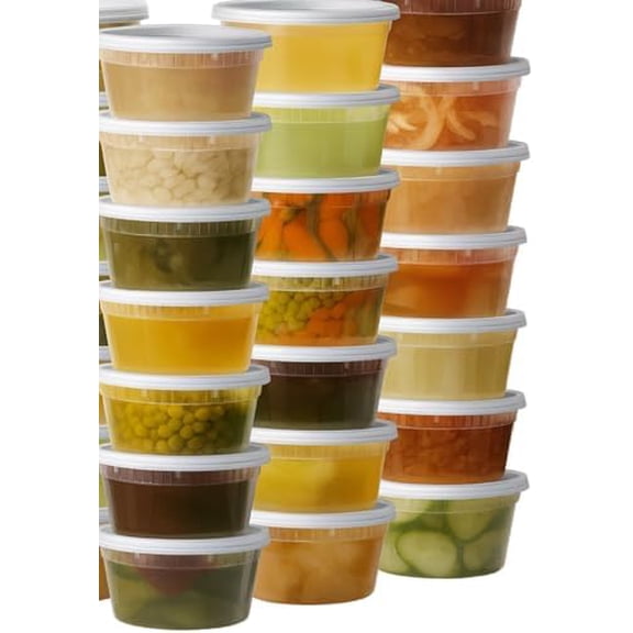 12oz Plastic Deli Containers with Lids - BPA Free Clear Soup Cups, Airtight Leak Resistant Meal Prep Containers, Stackable Microwave Dishwasher Freezer Safe