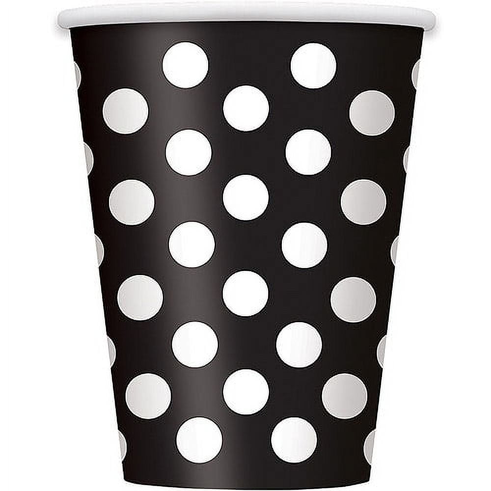 12oz Polka Dot Paper Cups, Black, 6ct - Walmart.com