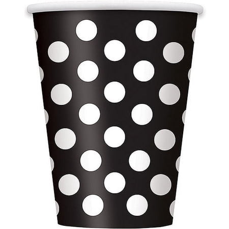 12oz Polka Dot Paper Cups, Black, 6ct