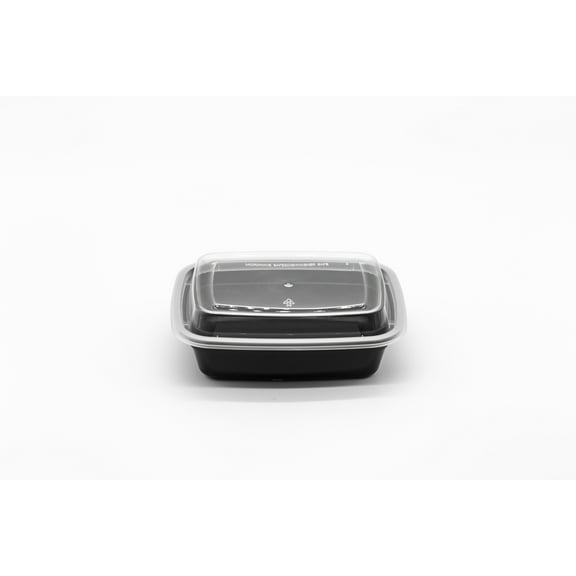 12oz Rectangular Plastic Microwaveable Food Container 150 sets/cs