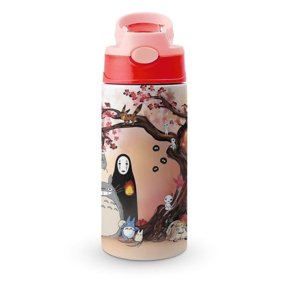12oz Spirited Awa Water Bottle with Straw Lid Insulated Cartoon Stainless Steel Reusable Tumbler for Boys Girls