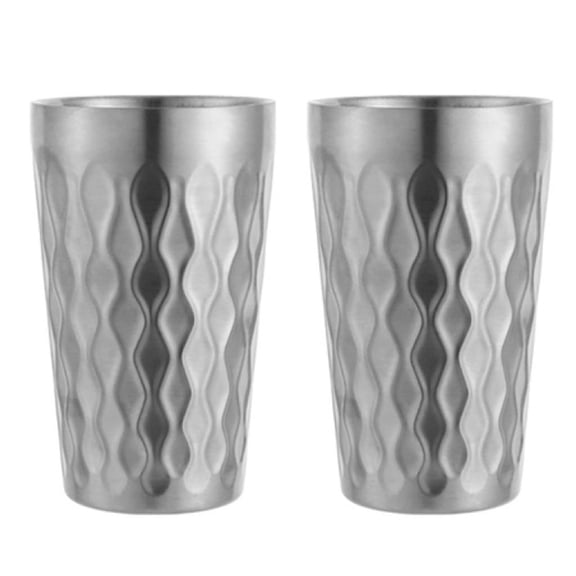 12oz Stainless Steel Cup Set, 2Pcs Double Wall CupStackable Insulated Portable Drinking Tumblers Unbreakable Glassesfor Home Outdoor Restaurant(Silver)