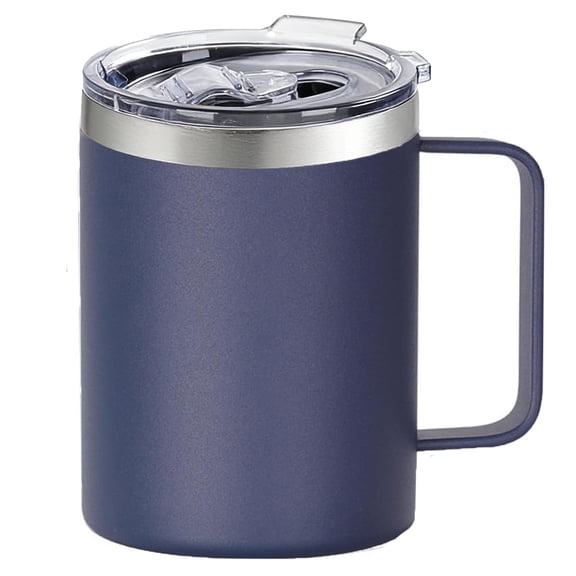 12oz Stainless Steel Insulated Coffee Mug with Handle Double Wall Vacuum Travel Mug Tumbler Cup with Sliding Lid Navy Blue