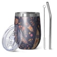 thumbnail image 1 of 12oz Stainless Steel Insulated Wine Tumbler with Lid and Straw – Double Wall Vacuum Mug for Hot & Cold Drinks, 304 Steel Interior, Sweat-Free Design, 1 of 5