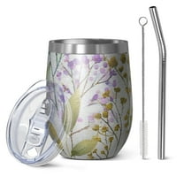 12oz Stainless Steel Insulated Wine Tumbler with Lid and Straw – Double Wall Vacuum Mug for Hot & Cold Drinks, 304 Steel Interior, Sweat-Free Design