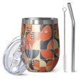 thumbnail image 1 of 12oz Stainless Steel Insulated Wine Tumbler with Lid and Straw – Double Wall Vacuum Mug for Hot & Cold Drinks, 304 Steel Interior, Sweat-Free Design, 1 of 5