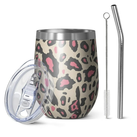 12oz Stainless Steel Insulated Wine Tumbler with Lid and Straw – Double Wall Vacuum Mug for Hot & Cold Drinks, 304 Steel Interior, Sweat-Free Design