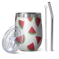 12oz Stainless Steel Insulated Wine Tumbler with Lid and Straw – Double Wall Vacuum Mug for Hot & Cold Drinks, 304 Steel Interior, Sweat-Free Design