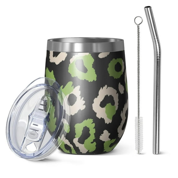 12oz Stainless Steel Insulated Wine Tumbler with Lid and Straw – Double Wall Vacuum Mug for Hot & Cold Drinks, 304 Steel Interior, Sweat-Free Design