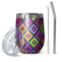 12oz Stainless Steel Insulated Wine Tumbler with Lid and Straw – Double Wall Vacuum Mug for Hot & Cold Drinks, 304 Steel Interior, Sweat-Free Design