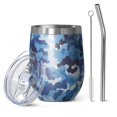 thumbnail image 1 of 12oz Stainless Steel Insulated Wine Tumbler with Lid and Straw – Double Wall Vacuum Mug for Hot & Cold Drinks, 304 Steel Interior, Sweat-Free Design, 1 of 5