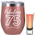 thumbnail image 1 of 12oz Stainless Steel Tumbler + 2oz Shot Glass For 75th Birthday Gifts For Women, 75 Birthday Gifts For Women, Happy 75th Birthday Decorations Women, Gifts For 75th Birthday Ideas, 75 Years Old Gifts, 1 of 4