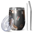 thumbnail image 1 of 12oz Stemless Wine Tumblers Basset Hounds with Bones and Presents Vacuum Insulated Stainless Steel Travel Tumbler Cups Mug with Lid and Straw for Champaign,Cocktail,Beer with Cleaning Brush, 1 of 5