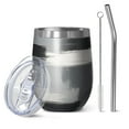 thumbnail image 1 of 12oz Stemless Wine Tumblers Black and Grey Abstract Art Artwork Vacuum Insulated Stainless Steel Travel Tumbler Cups Mug with Lid and Straw for Champaign,Cocktail,Beer with Cleaning Brush, 1 of 5