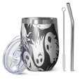thumbnail image 1 of 12oz Stemless Wine Tumblers Black Halloween White Ghosts Vacuum Insulated Stainless Steel Travel Tumbler Cups Mug with Lid and Straw for Champaign,Cocktail,Beer with Cleaning Brush, 1 of 5
