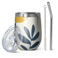 thumbnail image 1 of 12oz Stemless Wine Tumblers Boho Abstract Art Vacuum Insulated Stainless Steel Travel Tumbler Cups Mug with Lid and Straw for Champaign,Cocktail,Beer with Cleaning Brush, 1 of 5