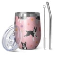 thumbnail image 1 of 12oz Stemless Wine Tumblers Boston Terrier Dogs and Flowers Vacuum Insulated Stainless Steel Travel Tumbler Cups Mug with Lid and Straw for Champaign,Cocktail,Beer with Cleaning Brush, 1 of 5