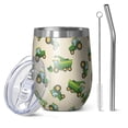 thumbnail image 1 of 12oz Stemless Wine Tumblers Cartoon Tractors Green Beige Pattern Vacuum Insulated Stainless Steel Travel Tumbler Cups Mug with Lid and Straw for Champaign,Cocktail,Beer with Cleaning Brush, 1 of 5