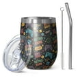 thumbnail image 1 of 12oz Stemless Wine Tumblers Colorful Controllers Games Words Black Pattern Vacuum Insulated Stainless Steel Travel Tumbler Cups Mug with Lid and Straw for Champaign,Cocktail,Beer with Cleaning Brush, 1 of 5
