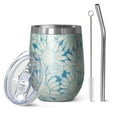 thumbnail image 1 of 12oz Stemless Wine Tumblers Daisy Flower Pattern Vacuum Insulated Stainless Steel Travel Tumbler Cups Mug with Lid and Straw for Champaign,Cocktail,Beer with Cleaning Brush, 1 of 5