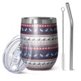 thumbnail image 1 of 12oz Stemless Wine Tumblers Dark Blue Christmas Reindeer and Donkey Pattern Vacuum Insulated Stainless Steel Travel Tumbler Cups Mug with Lid and Straw for Champaign,Cocktail,Beer with Cleaning Brush, 1 of 5