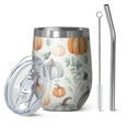 thumbnail image 1 of 12oz Stemless Wine Tumblers Fall Pumpkins and Leaves Pattern Vacuum Insulated Stainless Steel Travel Tumbler Cups Mug with Lid and Straw for Champaign,Cocktail,Beer with Cleaning Brush, 1 of 5