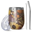 thumbnail image 1 of 12oz Stemless Wine Tumblers Fall Pumpkins Sunflowers Autumn Pattern Vacuum Insulated Stainless Steel Travel Tumbler Cups Mug with Lid and Straw for Champaign,Cocktail,Beer with Cleaning Brush, 1 of 5