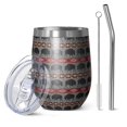 thumbnail image 1 of 12oz Stemless Wine Tumblers Gray Buffalo Geometric Pattern Vacuum Insulated Stainless Steel Travel Tumbler Cups Mug with Lid and Straw for Champaign,Cocktail,Beer with Cleaning Brush, 1 of 5