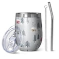 thumbnail image 1 of 12oz Stemless Wine Tumblers Gray Christmas House and Tree Pattern Vacuum Insulated Stainless Steel Travel Tumbler Cups Mug with Lid and Straw for Champaign,Cocktail,Beer with Cleaning Brush, 1 of 5
