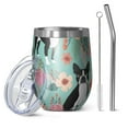 thumbnail image 1 of 12oz Stemless Wine Tumblers Green Boston Terrier and Flower Vacuum Insulated Stainless Steel Travel Tumbler Cups Mug with Lid and Straw for Champaign,Cocktail,Beer with Cleaning Brush, 1 of 5