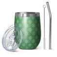 thumbnail image 1 of 12oz Stemless Wine Tumblers Green Christmas Snowflake Pattern Vacuum Insulated Stainless Steel Travel Tumbler Cups Mug with Lid and Straw for Champaign,Cocktail,Beer with Cleaning Brush, 1 of 5
