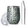 thumbnail image 1 of 12oz Stemless Wine Tumblers Green and Dark Green Giraffe Pattern Vacuum Insulated Stainless Steel Travel Tumbler Cups Mug with Lid and Straw for Champaign,Cocktail,Beer with Cleaning Brush, 1 of 5