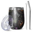 thumbnail image 1 of 12oz Stemless Wine Tumblers Halloween Colorful Spooky Elements Vacuum Insulated Stainless Steel Travel Tumbler Cups Mug with Lid and Straw for Champaign,Cocktail,Beer with Cleaning Brush, 1 of 5