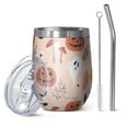 thumbnail image 1 of 12oz Stemless Wine Tumblers Halloween Ghosts and Pumpkins Pattern Vacuum Insulated Stainless Steel Travel Tumbler Cups Mug with Lid and Straw for Champaign,Cocktail,Beer with Cleaning Brush, 1 of 5