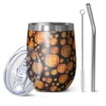 thumbnail image 1 of 12oz Stemless Wine Tumblers Halloween Happy Pumpkins Pattern Vacuum Insulated Stainless Steel Travel Tumbler Cups Mug with Lid and Straw for Champaign,Cocktail,Beer with Cleaning Brush, 1 of 5