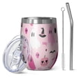 thumbnail image 1 of 12oz Stemless Wine Tumblers Halloween Pink Ghosts and Witchy Elements Vacuum Insulated Stainless Steel Travel Tumbler Cups Mug with Lid and Straw for Champaign,Cocktail,Beer with Cleaning Brush, 1 of 5
