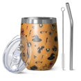 thumbnail image 1 of 12oz Stemless Wine Tumblers Halloween Witchy Icons on Orange Pattern Vacuum Insulated Stainless Steel Travel Tumbler Cups Mug with Lid and Straw for Champaign,Cocktail,Beer with Cleaning Brush, 1 of 5