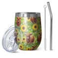 thumbnail image 1 of 12oz Stemless Wine Tumblers Highland Cow Sunflower Field Pattern Vacuum Insulated Stainless Steel Travel Tumbler Cups Mug with Lid and Straw for Champaign,Cocktail,Beer with Cleaning Brush, 1 of 5
