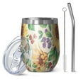 thumbnail image 1 of 12oz Stemless Wine Tumblers Leaf Red Berry Purple Flower Sunflower Pattern Vacuum Insulated Stainless Steel Travel Tumbler Cups Mug with Lid and Straw for Champaign,Cocktail,Beer with Cleaning Brush, 1 of 5