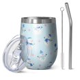 thumbnail image 1 of 12oz Stemless Wine Tumblers Light Blue Christmas Snowman Pattern Vacuum Insulated Stainless Steel Travel Tumbler Cups Mug with Lid and Straw for Champaign,Cocktail,Beer with Cleaning Brush, 1 of 5
