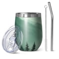 thumbnail image 1 of 12oz Stemless Wine Tumblers Misty Forest Landscape Vacuum Insulated Stainless Steel Travel Tumbler Cups Mug with Lid and Straw for Champaign,Cocktail,Beer with Cleaning Brush, 1 of 5
