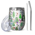 thumbnail image 1 of 12oz Stemless Wine Tumblers Multicolor Christmas Tree Pattern Vacuum Insulated Stainless Steel Travel Tumbler Cups Mug with Lid and Straw for Champaign,Cocktail,Beer with Cleaning Brush, 1 of 5