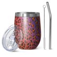 thumbnail image 1 of 12oz Stemless Wine Tumblers Orange and Purple Of Leopard Print Vacuum Insulated Stainless Steel Travel Tumbler Cups Mug with Lid and Straw for Champaign,Cocktail,Beer with Cleaning Brush, 1 of 5