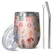 thumbnail image 1 of 12oz Stemless Wine Tumblers Pink Christmas Nutcracker Pattern Vacuum Insulated Stainless Steel Travel Tumbler Cups Mug with Lid and Straw for Champaign,Cocktail,Beer with Cleaning Brush, 1 of 5