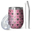 thumbnail image 1 of 12oz Stemless Wine Tumblers Pink Pug Puppies Vacuum Insulated Stainless Steel Travel Tumbler Cups Mug with Lid and Straw for Champaign,Cocktail,Beer with Cleaning Brush, 1 of 5