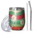 thumbnail image 1 of 12oz Stemless Wine Tumblers Pioneer Flower Vacuum Insulated Stainless Steel Travel Tumbler Cups Mug with Lid and Straw for Champaign,Cocktail,Beer with Cleaning Brush, 1 of 5