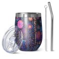 thumbnail image 1 of 12oz Stemless Wine Tumblers Pioneer Flower Vacuum Insulated Stainless Steel Travel Tumbler Cups Mug with Lid and Straw for Champaign,Cocktail,Beer with Cleaning Brush, 1 of 5